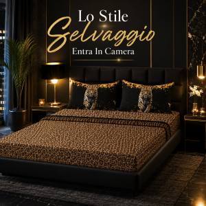 Completo letto matrimoniale fantasia animalier 3 pezzi