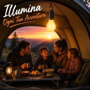 Lampada led ricaricabile usb c da campeggio con gancio portatile per outdoor emergenze e casa
