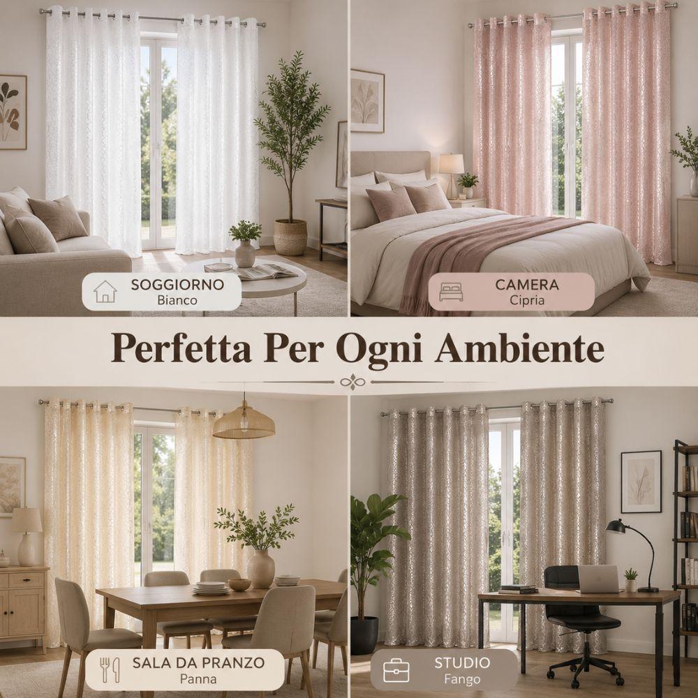 coppia tende con trama pitonata jacquard 280x290 cm con anelli - foto 3 coppia tende con trama pitonata jacquard 280x290 cm con anelli - foto 3