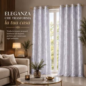 Coppia di tende jacquard eleganti con anelli 140x290 cm