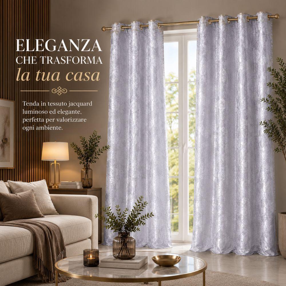  coppia di tende jacquard eleganti con anelli 140x290 cm - foto 2