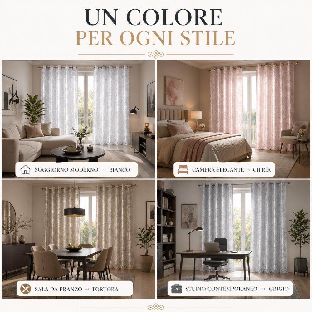  coppia di tende jacquard eleganti con anelli 140x290 cm - foto 3