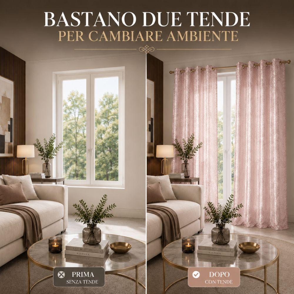  coppia di tende jacquard eleganti con anelli 140x290 cm - foto 5
