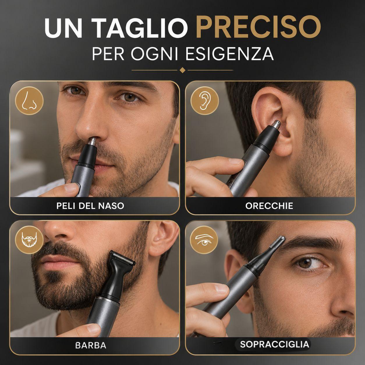 Utilizzo su naso, orecchi, sopracciglia e barba con aree evidenziate