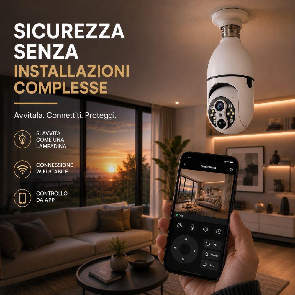 telecamera wifi a lampadina con visione notturna audio bidirezionale e controllo da app - foto 5 Telecamera in formato lampadina con visione notturna e microfono bidirezionale