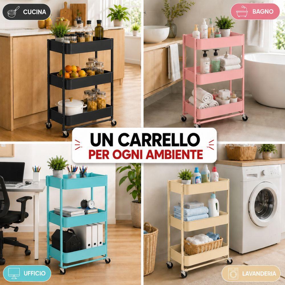 Carrello in uso in cucina, camera, bagno e lavanderia