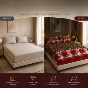 Completo letto matrimoniale fantasia floreale 4 pezzi