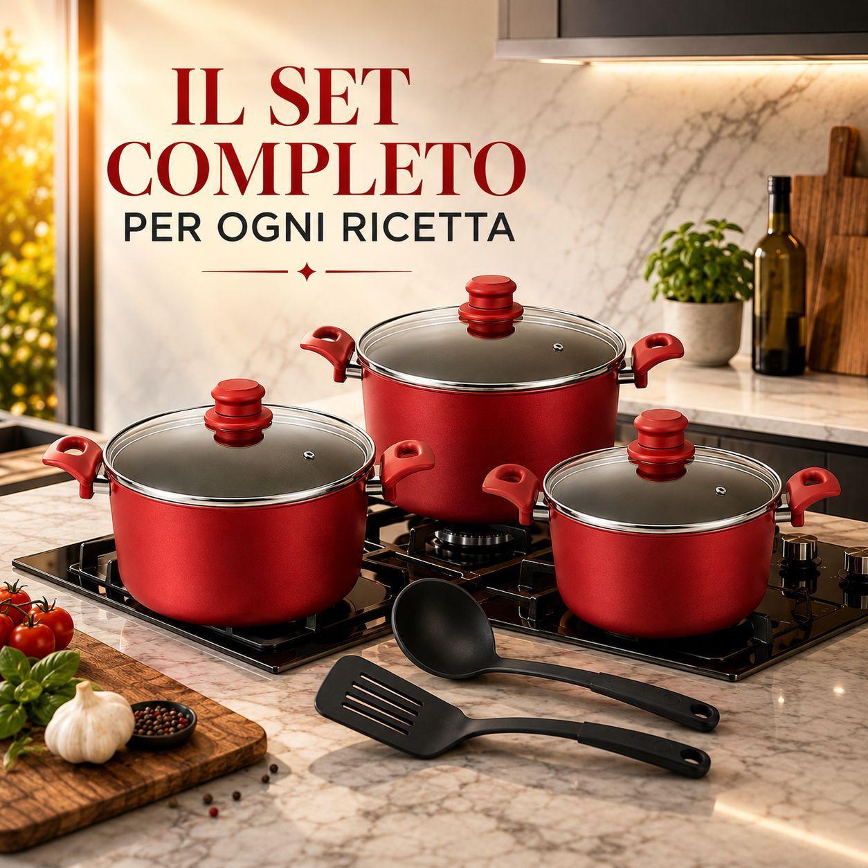 set pentole 8 pezzi antiaderenti con coperchi in vetro paletta e mestolo - foto 5 set pentole 8 pezzi antiaderenti con coperchi in vetro paletta e mestolo - foto 5