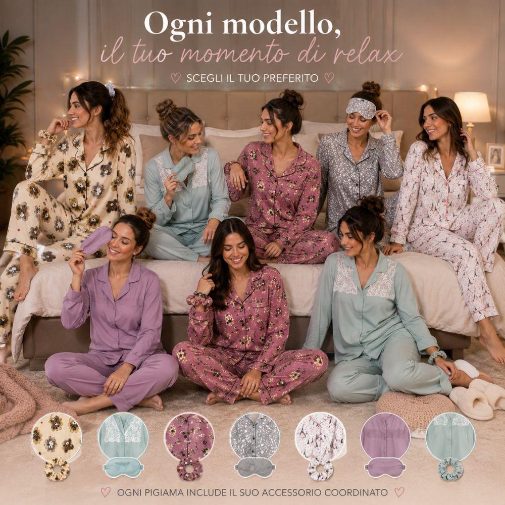 pigiama donna lungo 3 pezzi con accessorio coordinato maglia e pantalone - foto 4 pigiama donna lungo 3 pezzi con accessorio coordinato maglia e pantalone - foto 4