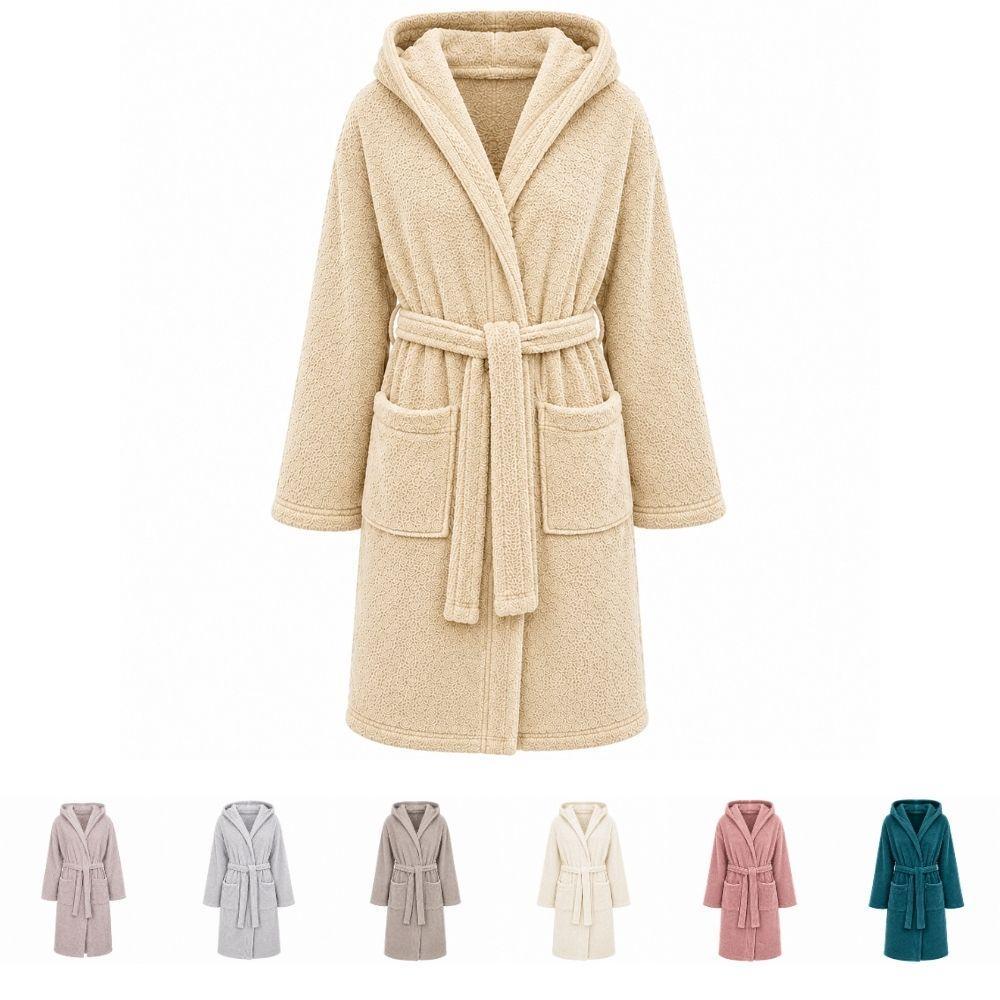 Accappatoio unisex con cappuccio, cintura e tasche