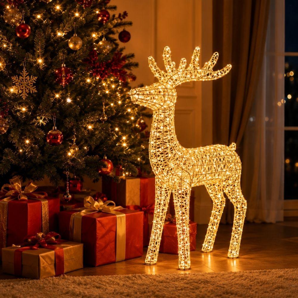  renna luminosa natalizia led 3d decorazione di natale in oro argento e rosso diverse misure - foto 4