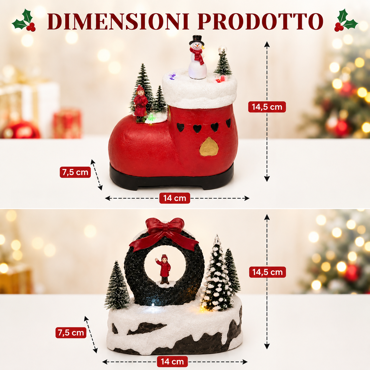 piccola decorazione natalizia luminosa con movimento e melodia led paesaggio innevato h14 - foto 2 piccola decorazione natalizia luminosa con movimento e melodia led paesaggio innevato h14 - foto 2