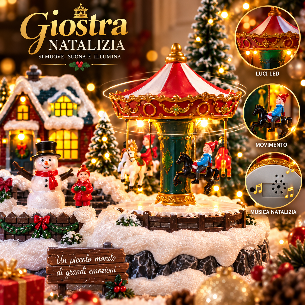 villaggio natalizio luminoso con luci led e movimento – santa village decorazione natalizia con doppia alimentazione - foto 4 villaggio natalizio luminoso con luci led e movimento – santa village decorazione natalizia con doppia alimentazione - foto 4
