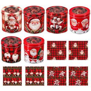 Set 6 strofinacci natalizi 30x30 cm con barattolo in latta decorato