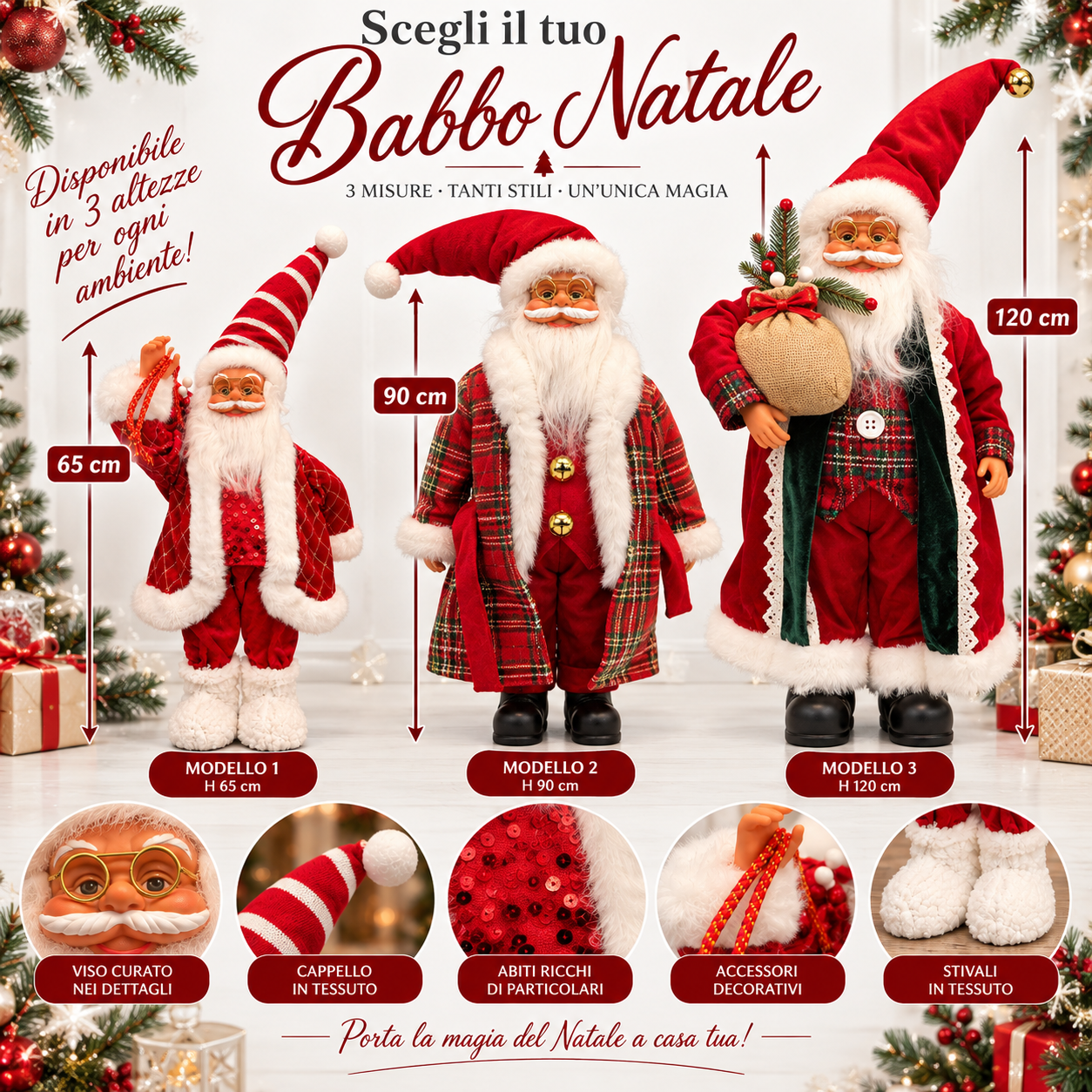 babbo natale decorativo in tessuto con barba e occhiali - foto 4 babbo natale decorativo in tessuto con barba e occhiali - foto 4
